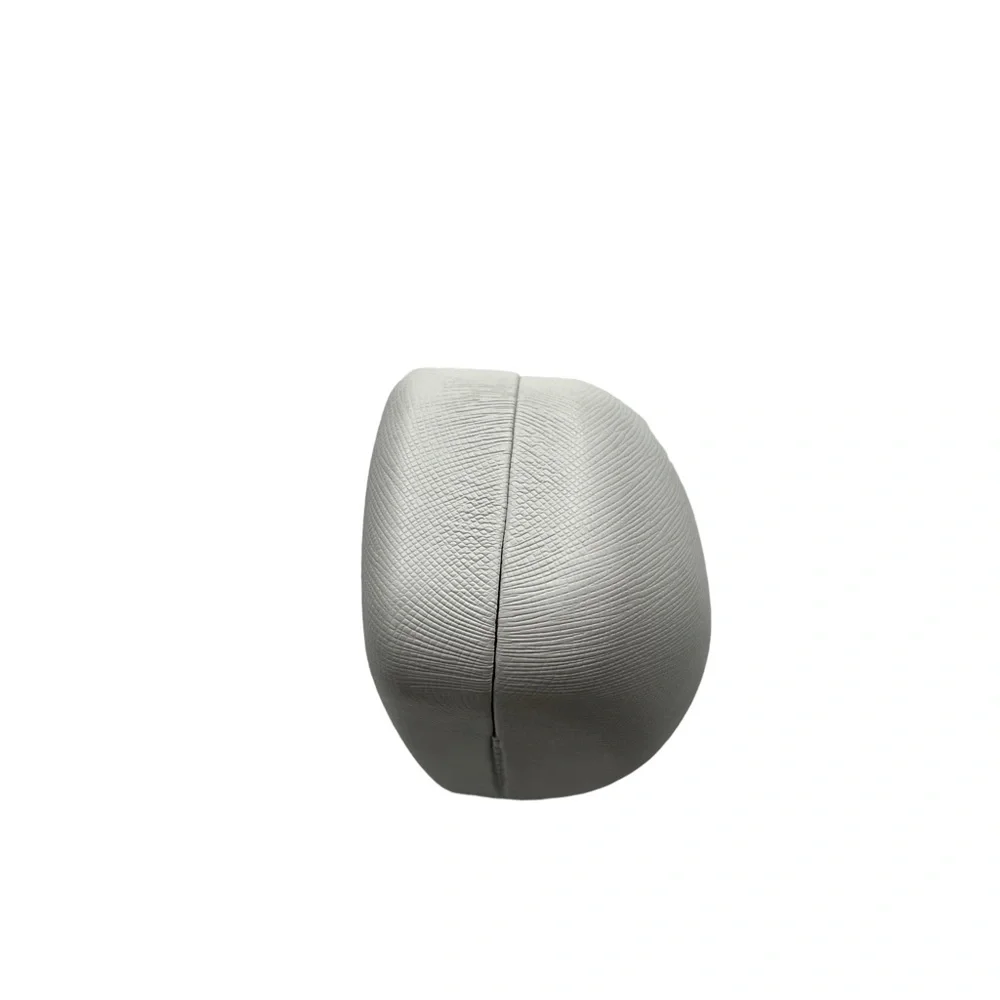 Michael Kors White Leather Hard Clam Shell Dome Sunglasses Case With Silver Logo